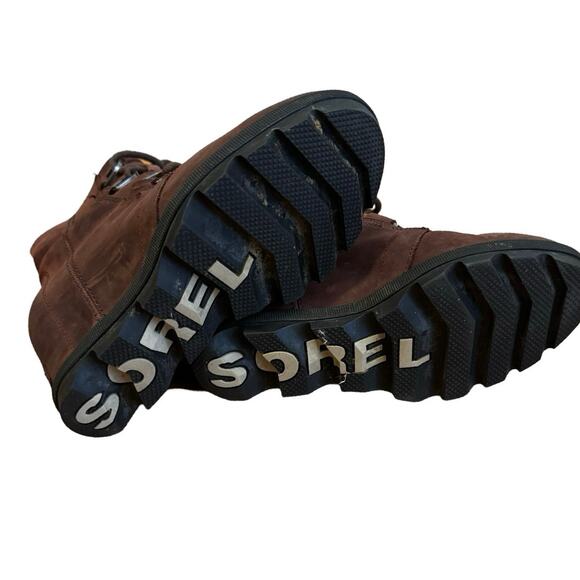 SOREL Joan of Artic Woman's Pull On Lace Up Suede Wedge Boots Sz 6 Cattail shoes - Picture 6 of 8